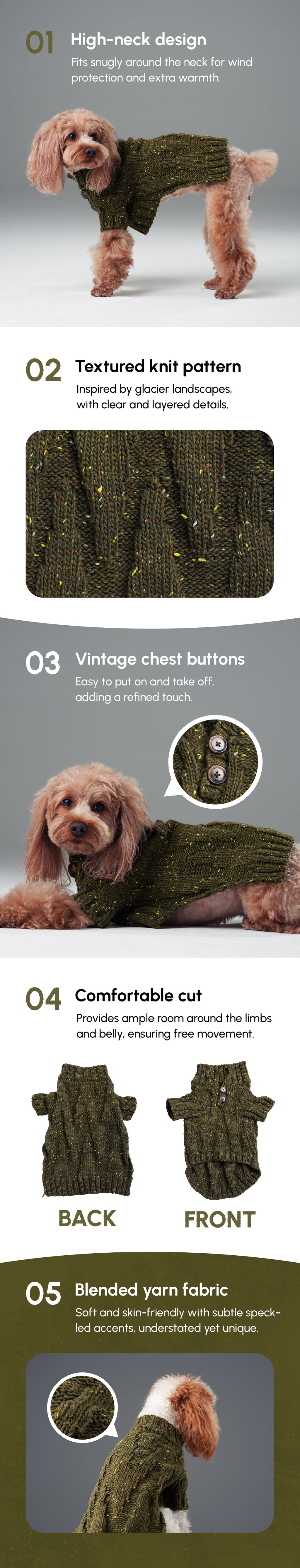 Pehom | Glacier Pet Sweater - Olive Green