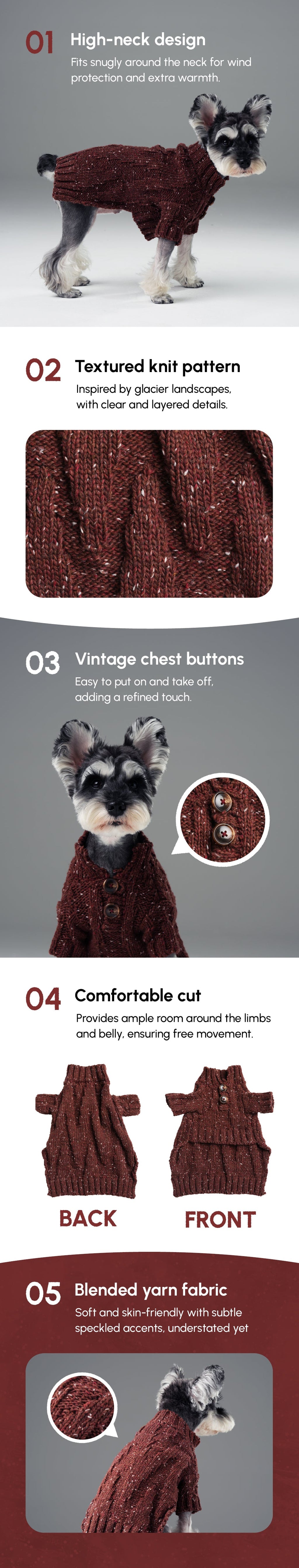 Pehom | Glacier Pet Sweater - Burgundy