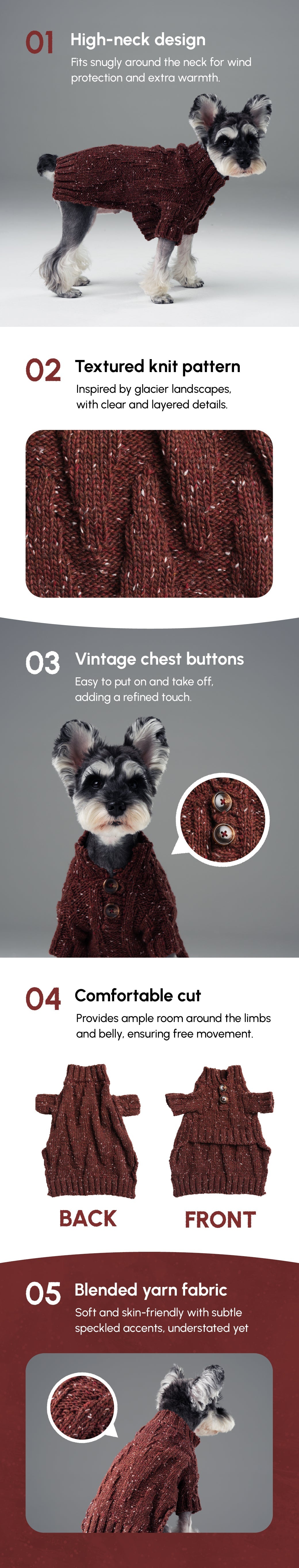 Pehom | Glacier Pet Sweater - Burgundy