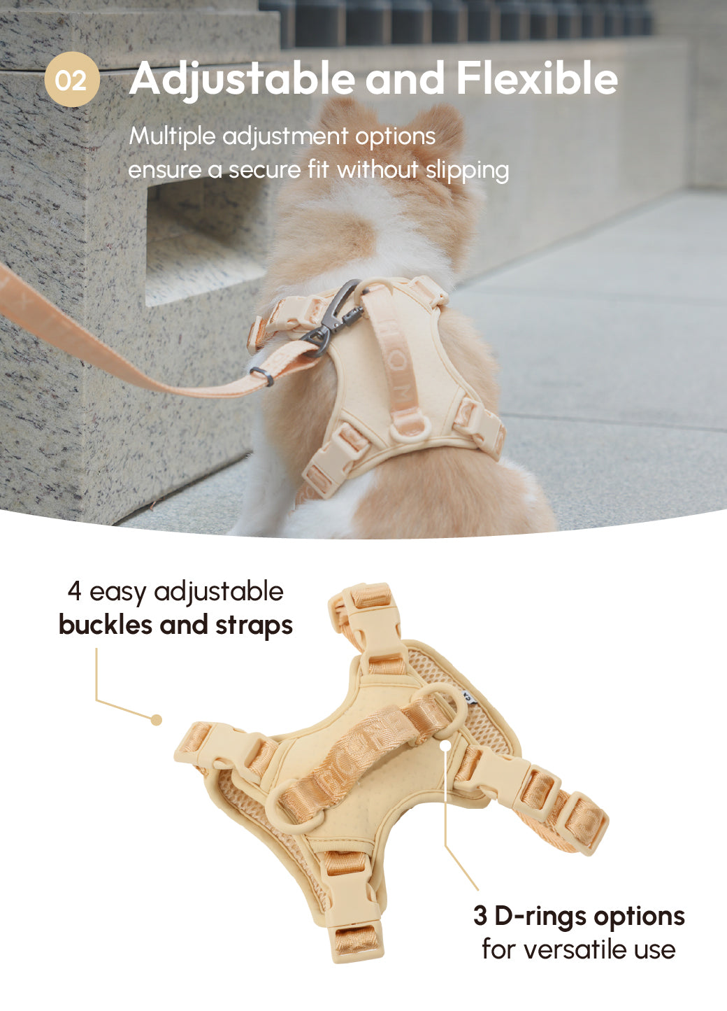Pehom | No Pull Active Pet Harness - Apricot