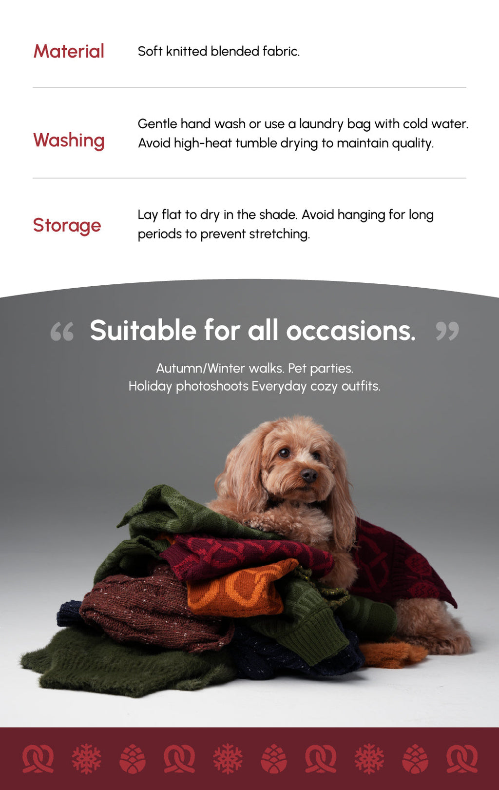Pehom | Pretzel Pet Sweater - Burgundy Red