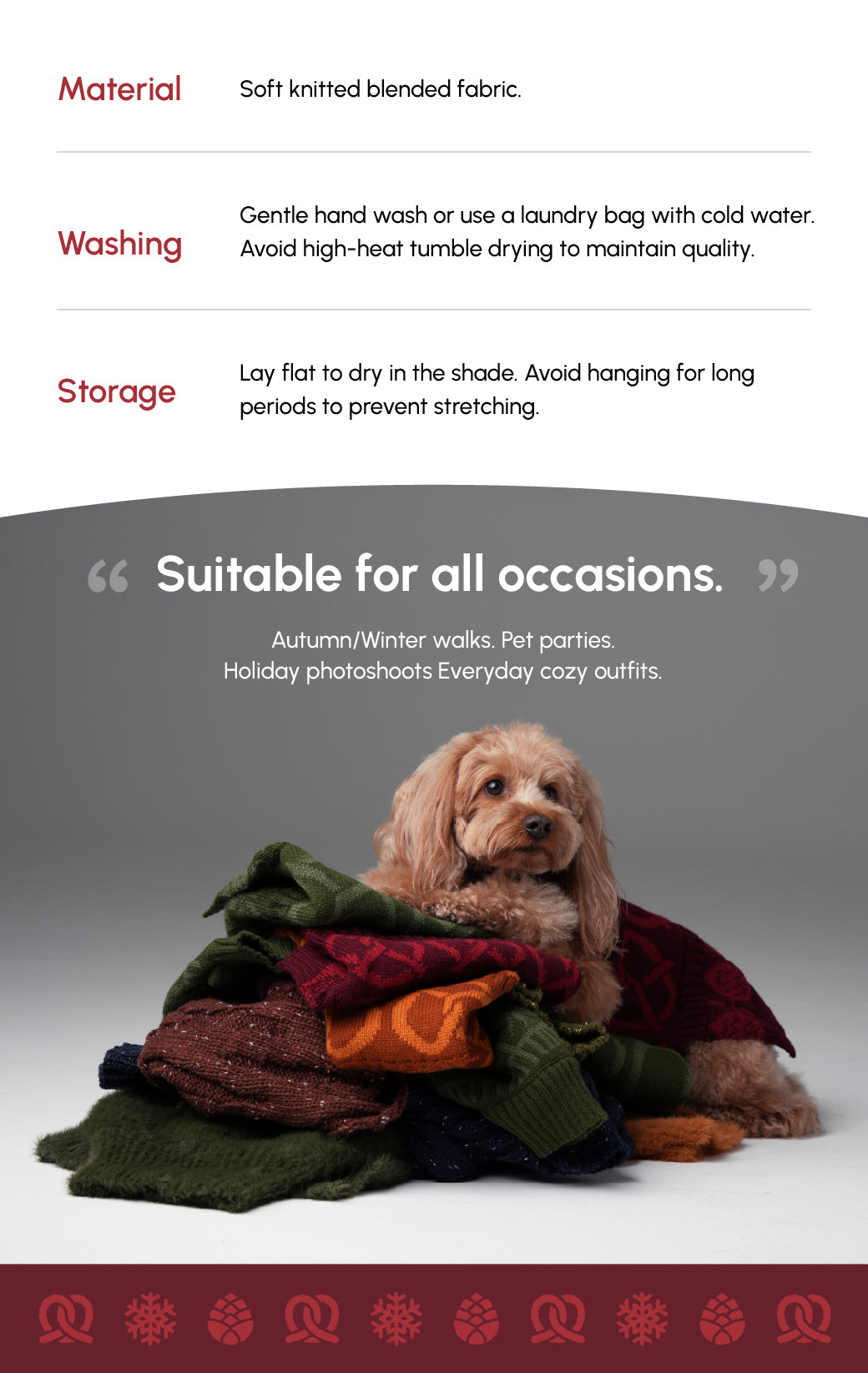 Pehom | Pretzel Pet Sweater - Burgundy Red