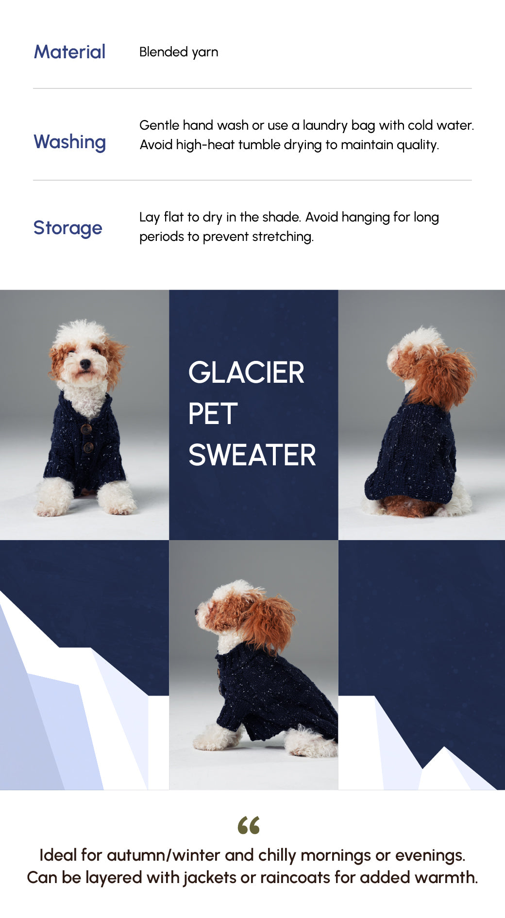 Pehom | Glacier Pet Sweater - Navy