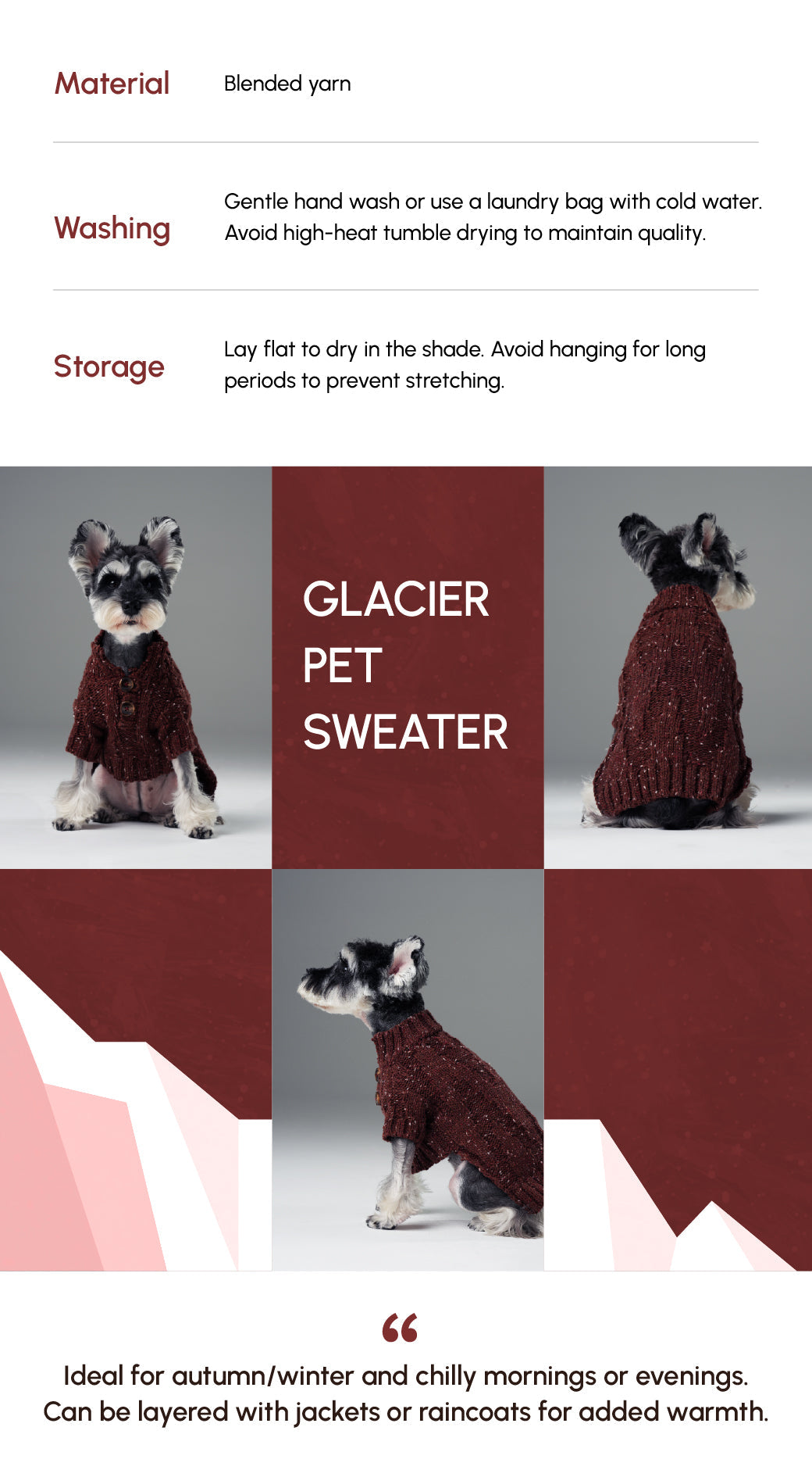 Pehom | Glacier Pet Sweater - Burgundy