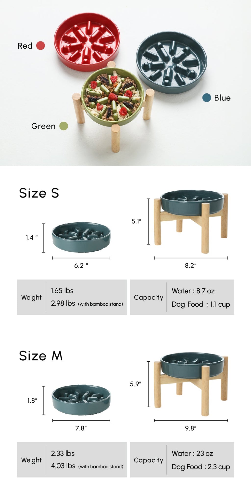 Pehom | Slow Feeder Dog Bowls - Red / Green / Blue
