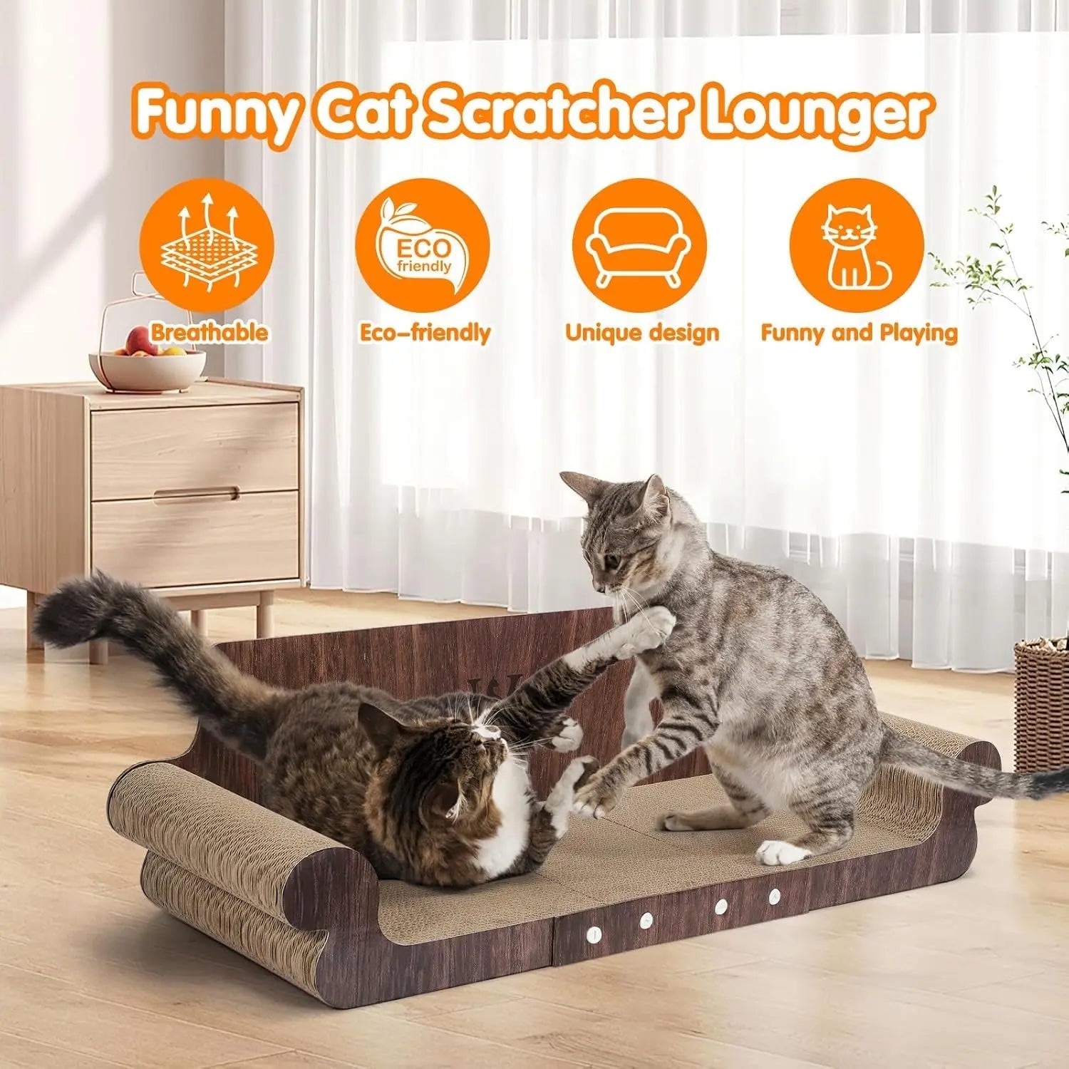Cardboard Cat Scratcher Bed & Lounger – 32" Cat Couch