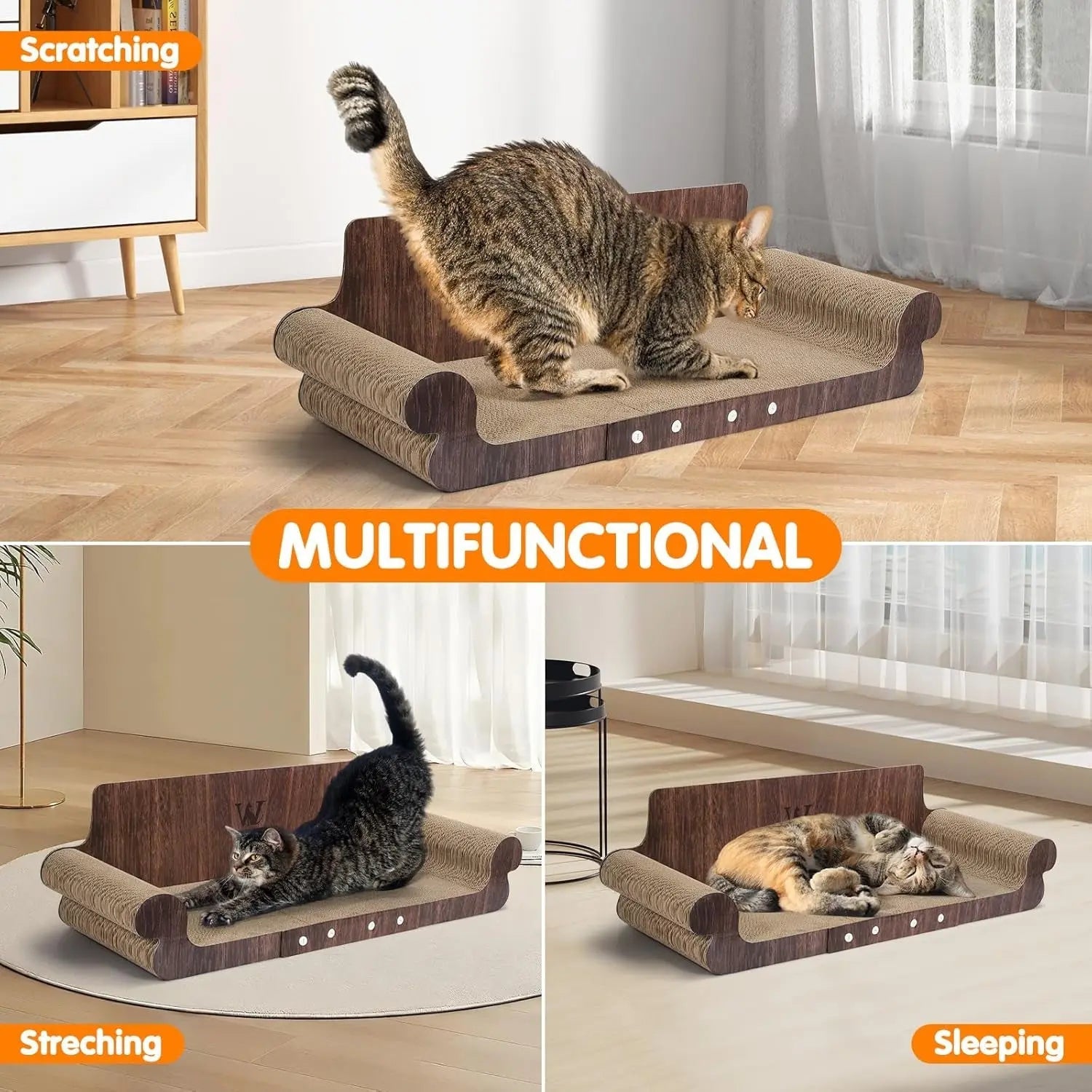 Cardboard Cat Scratcher Bed & Lounger – 32" Cat Couch