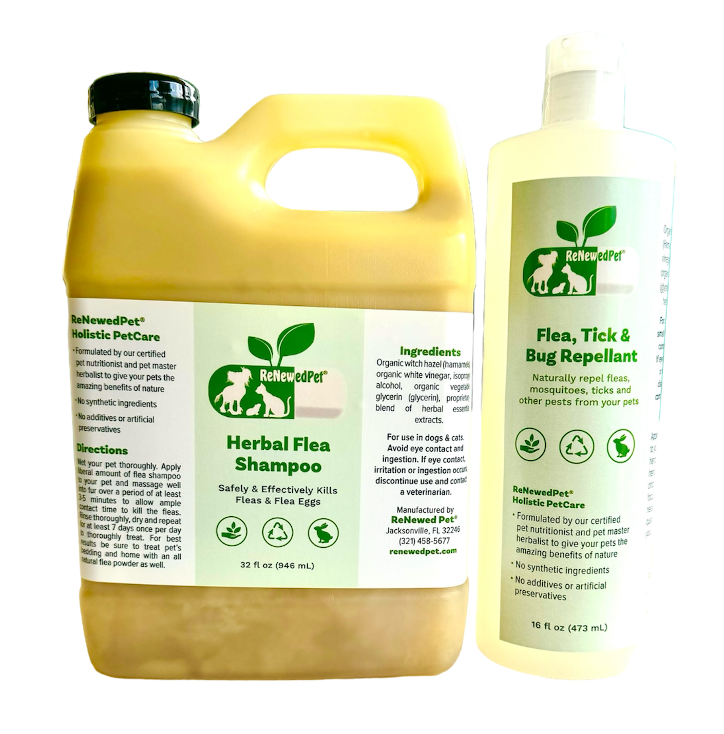 ReNewedPet® FLEA-X KIT: Flea Shampoo, Flea Tick Bug Repellent