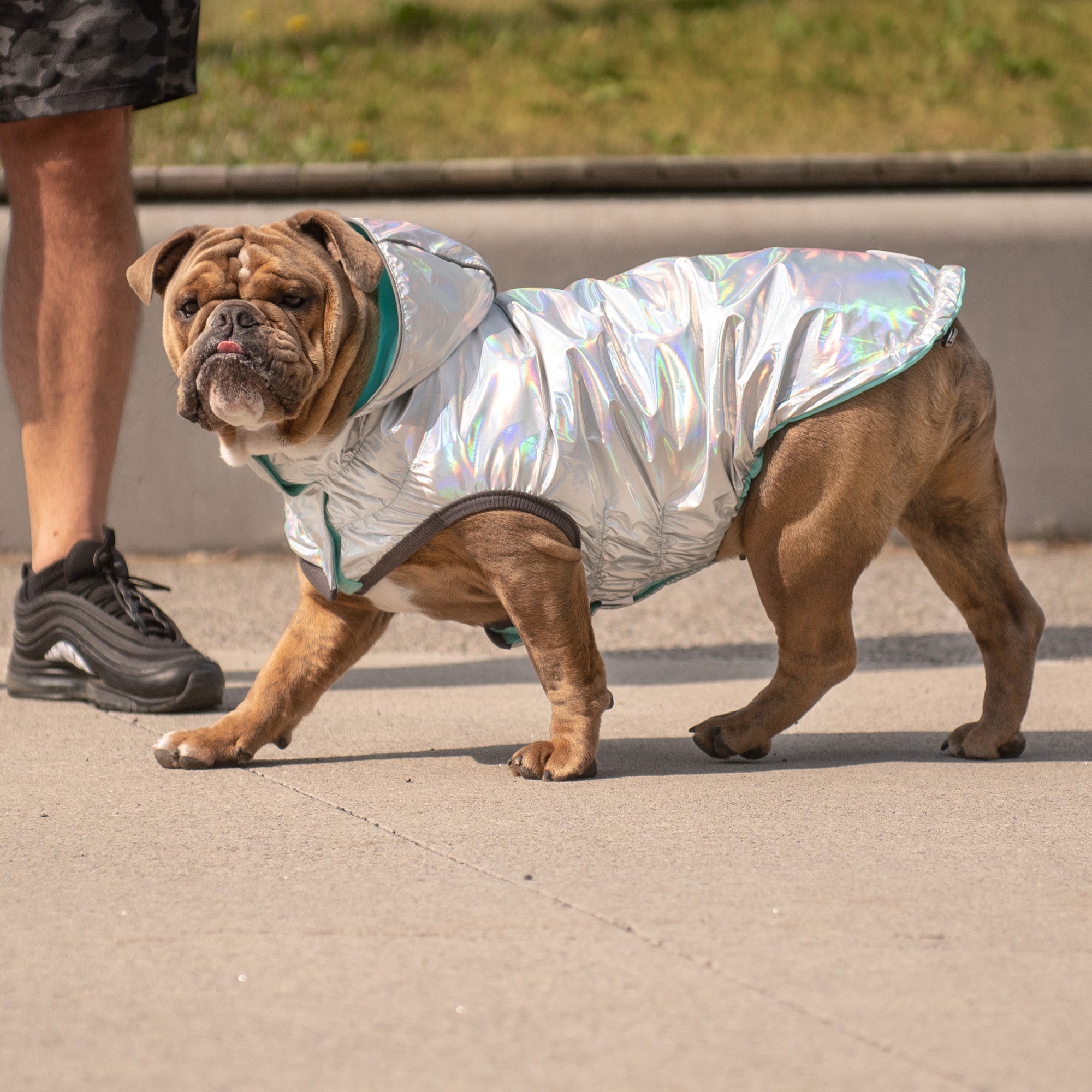 GF PET® Reversible Raincoat - Neon Aqua with Iridescent