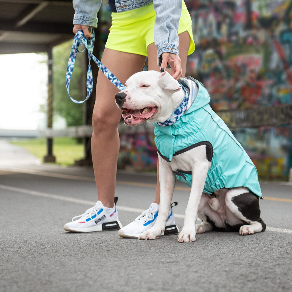 GF PET® Reversible Raincoat - Neon Aqua with Iridescent
