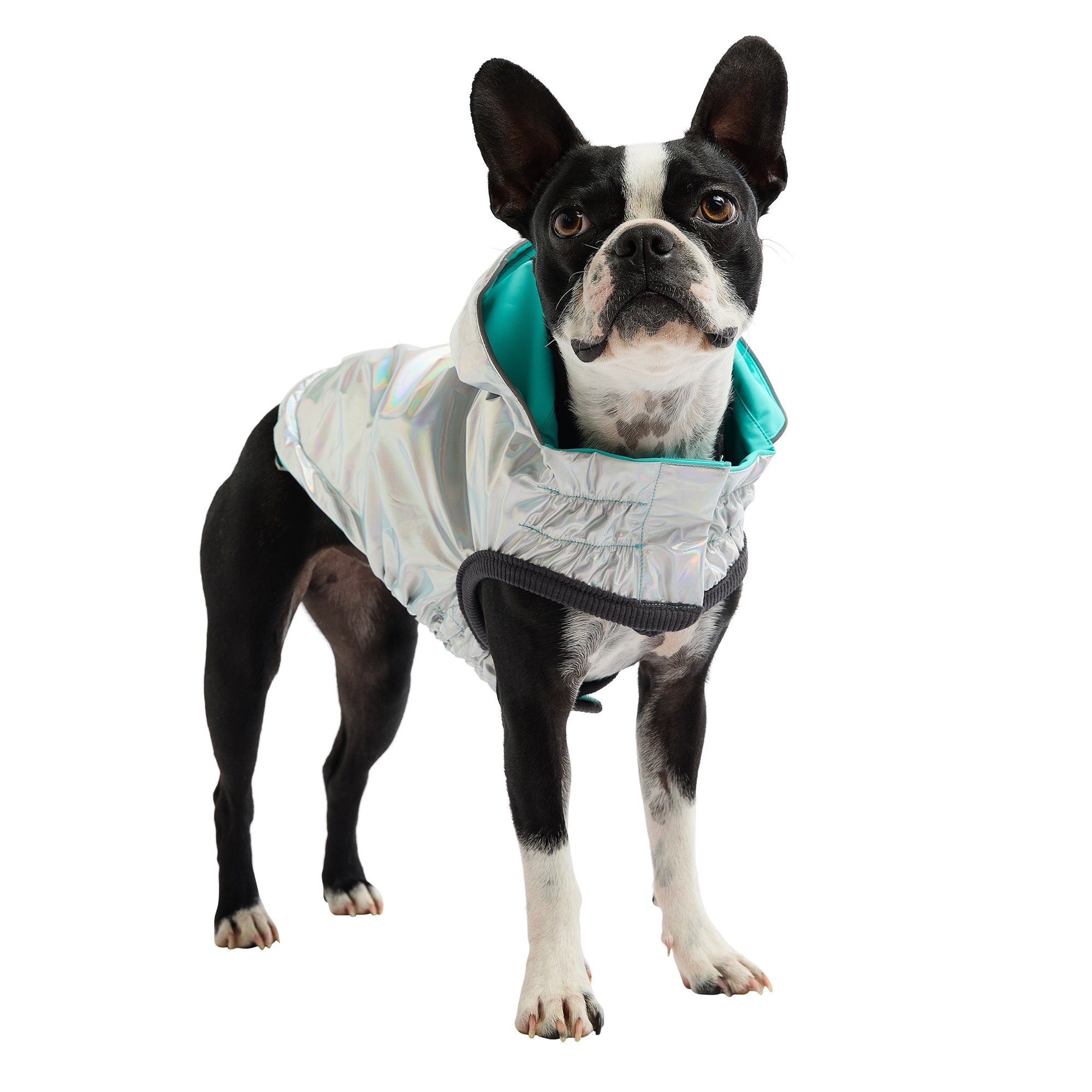 GF PET® Reversible Raincoat - Neon Aqua with Iridescent