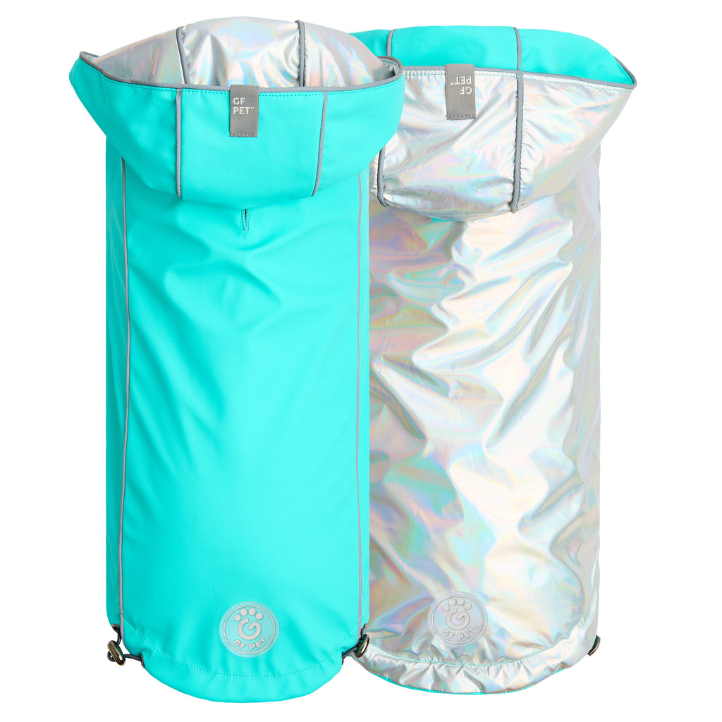 GF PET® Reversible Raincoat - Neon Aqua with Iridescent
