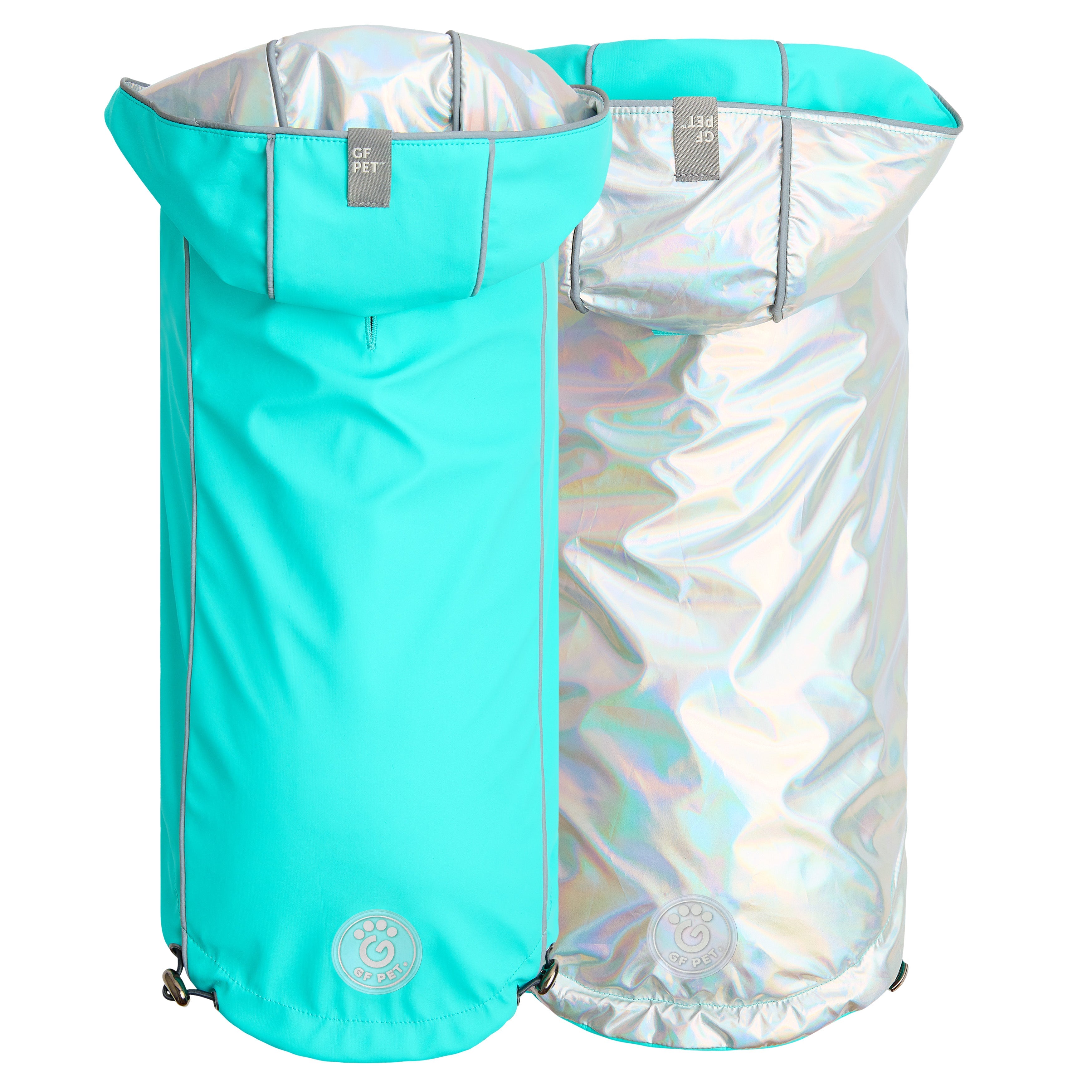 GF PET® Reversible Raincoat - Neon Aqua with Iridescent