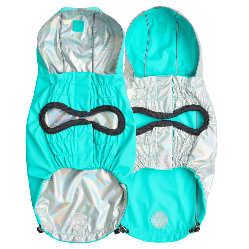 GF PET® Reversible Raincoat - Neon Aqua with Iridescent