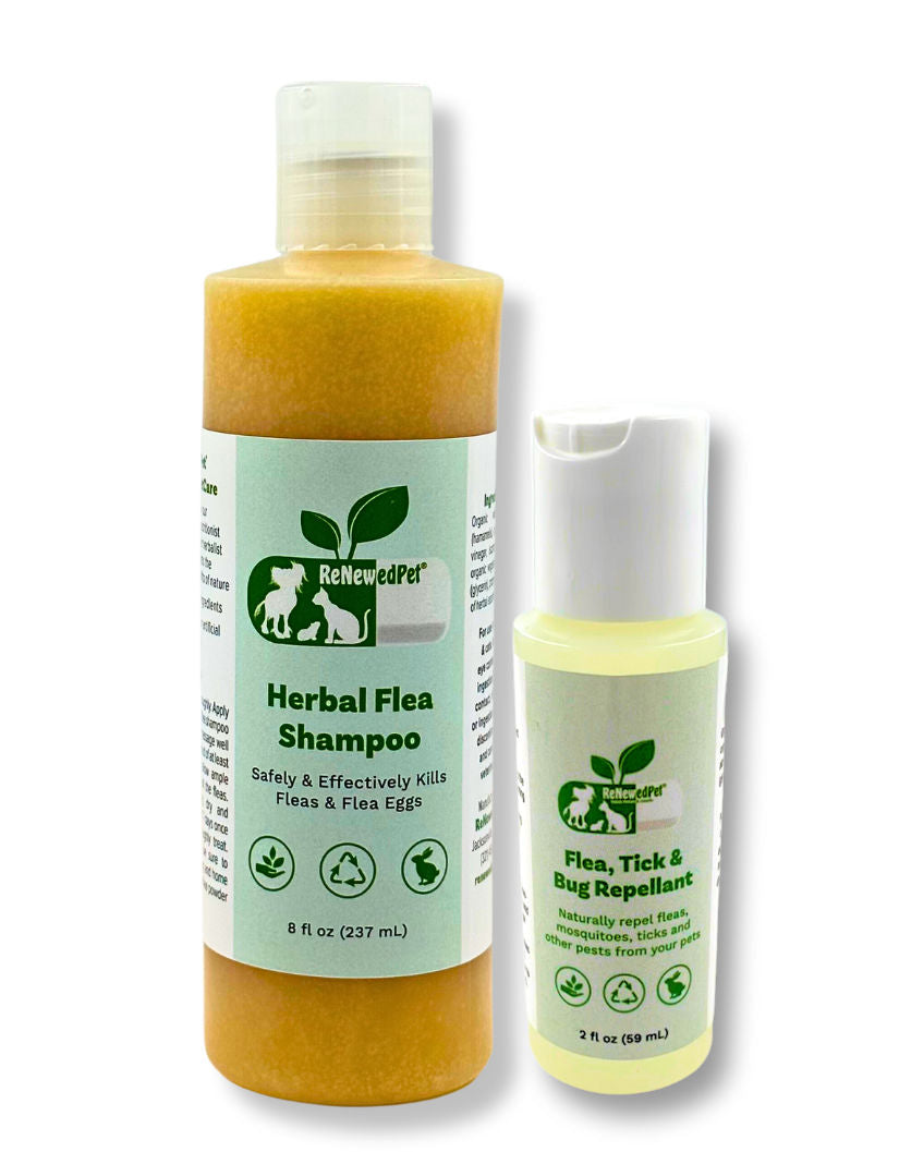 ReNewedPet® FLEA-X KIT: Flea Shampoo, Flea Tick Bug Repellent