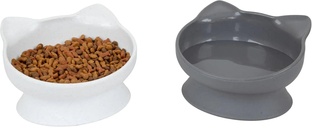 Kitty City Elevated Cat Bowls Set of 2 Whisker Friendly Raised 6.5oz Modern