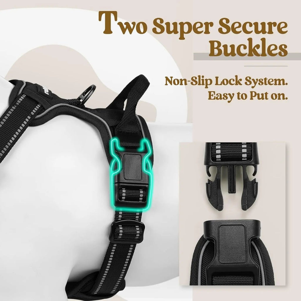 No-Pull Reflective Dog Harness, Heavy-Duty Oxford, Adjustable