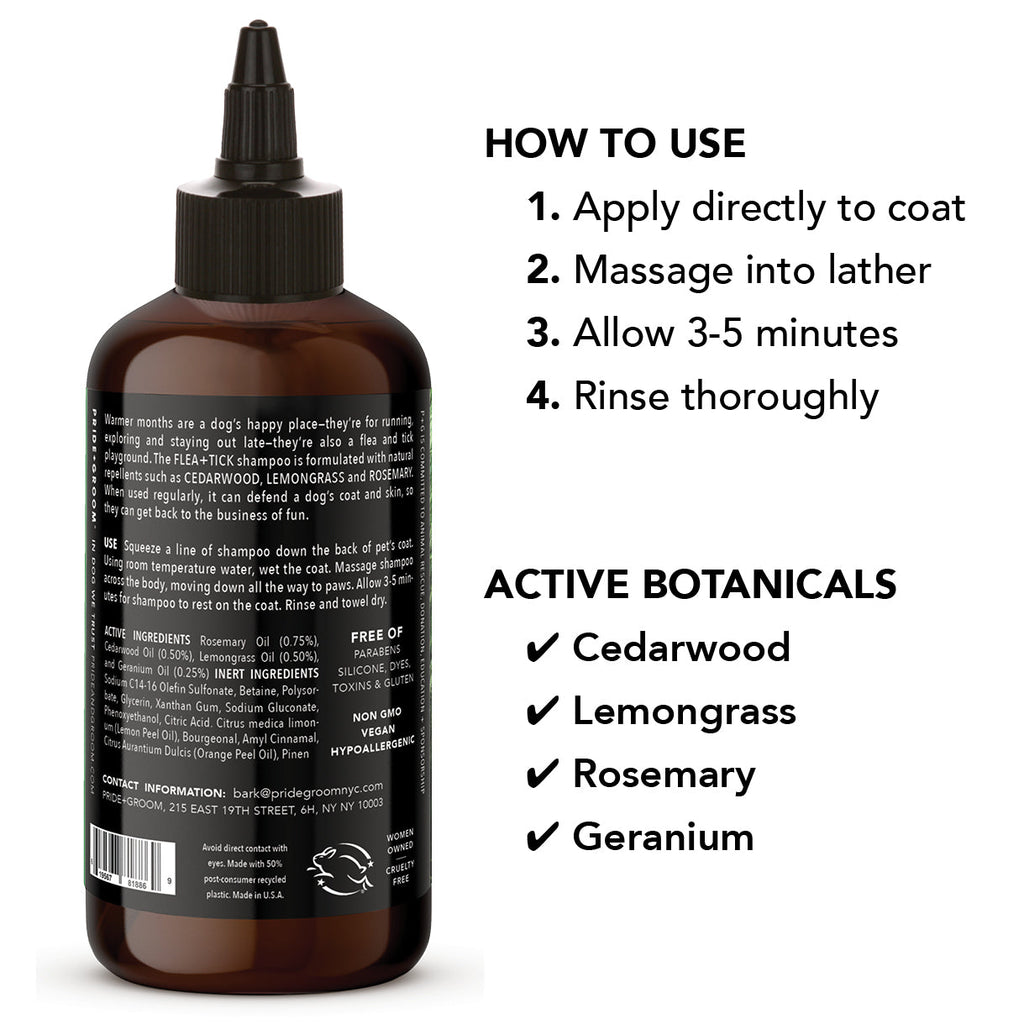 PRIDE + GROOM FLEA + TICK SHAMPOO