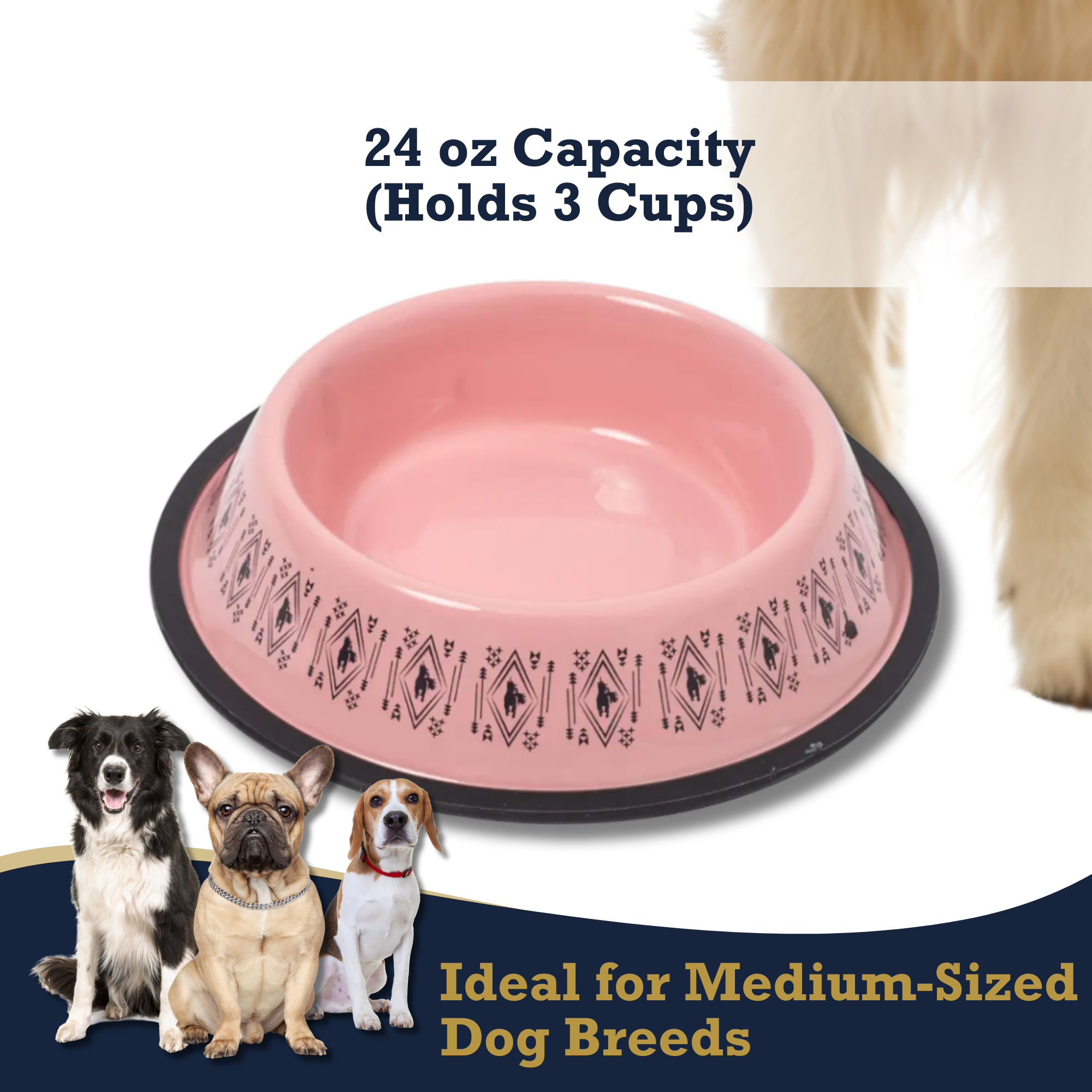 Non-Skid Boho Stainless Steel Dog Bowl – with Whimsical Unicorn Design