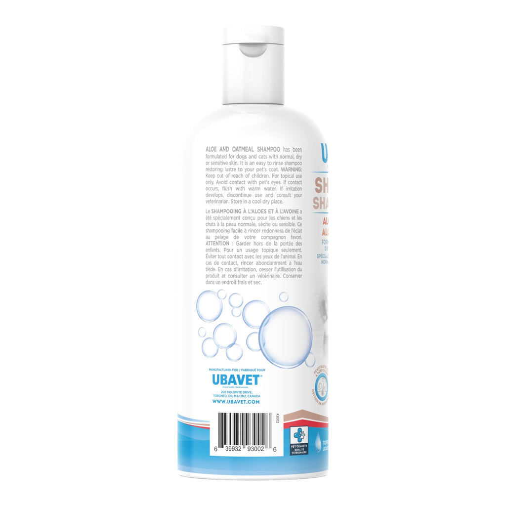 UBAVET Aloe & Oatmeal Shampoo for Dogs & Cats – Gentle Hydrating Formula – (16.9 fl oz / 500ml)