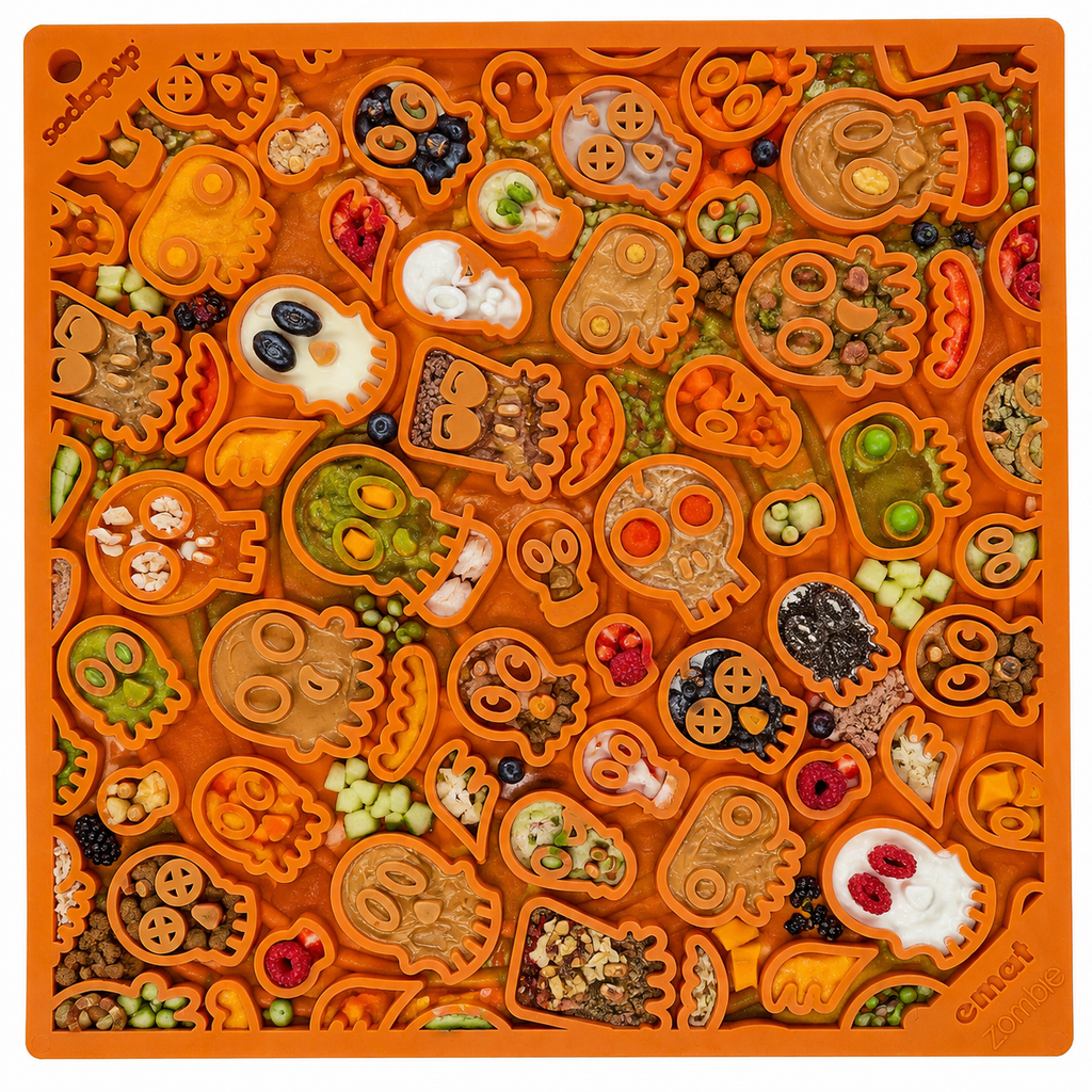 SodaPup® Zombie eMat - Enrichment Lick Mat for Dogs and Cats | Halloween Skull Design