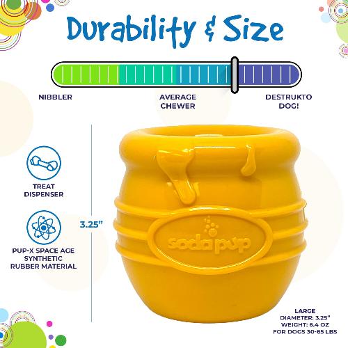 SodaPup® Honey Pot eCup | Stuffable Dog Treat Dispenser & Enrichment Toy