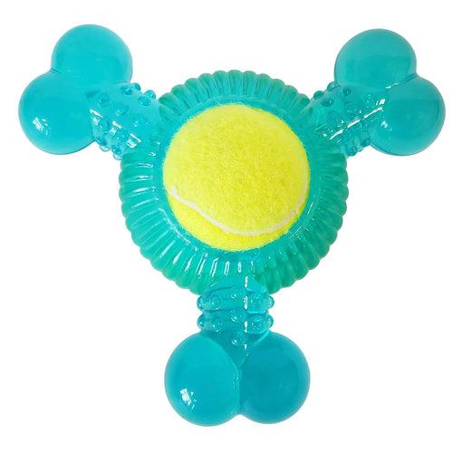 3-Bone TPR Chew Toy with Squeaker & Tennis Ball for Dogs