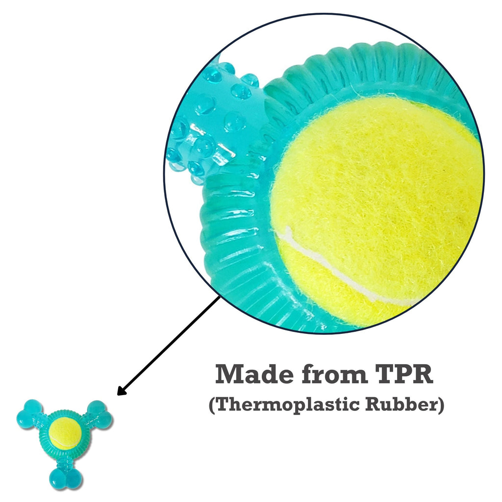 3-Bone TPR Chew Toy with Squeaker & Tennis Ball for Dogs