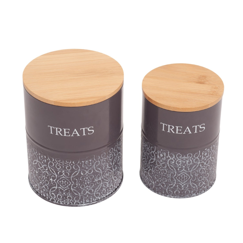 Country Living Dog Treat Canisters - Set of 2 Volcanic Gray