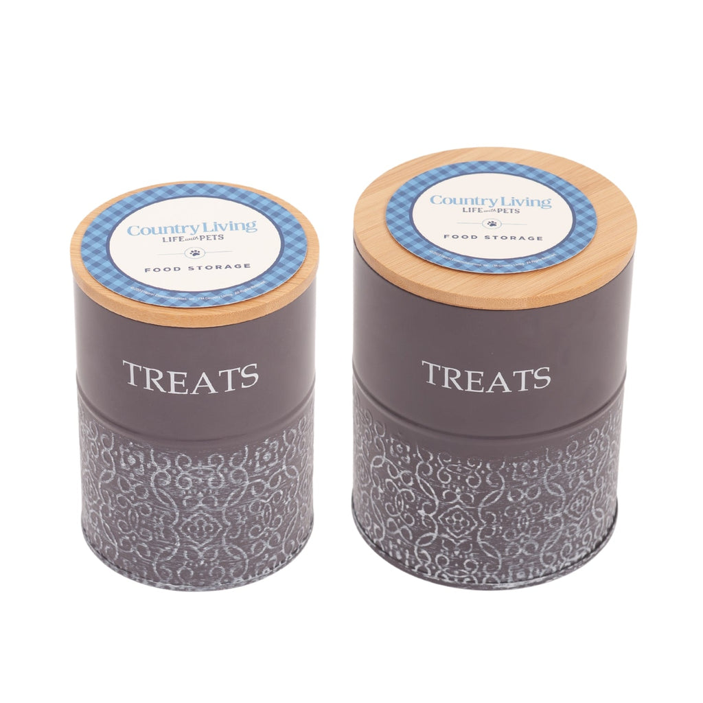Country Living Dog Treat Canisters - Set of 2 Volcanic Gray