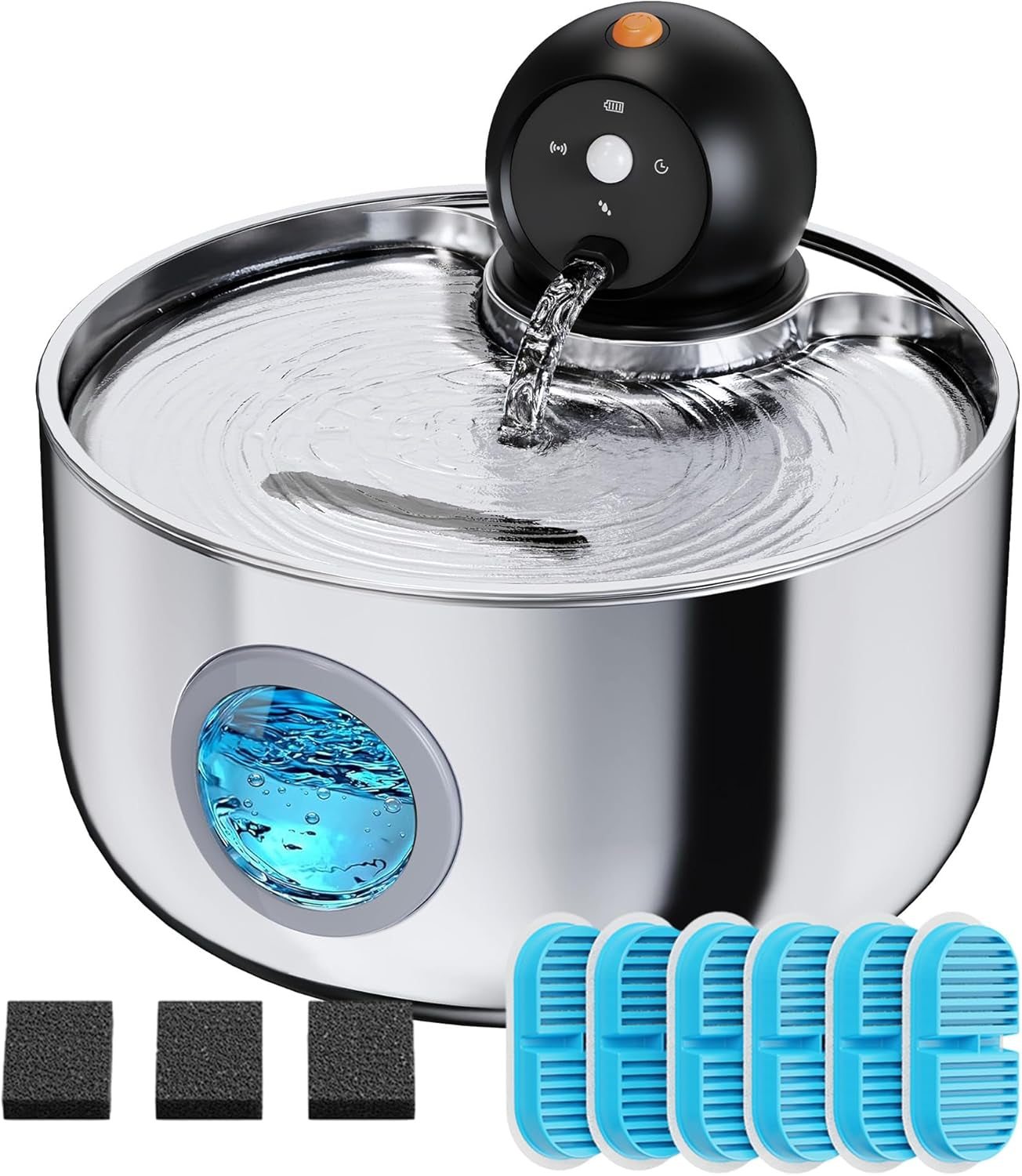 Wireless Cat Water Fountain Battery Operated Motion Sensor 2.6L Quiet