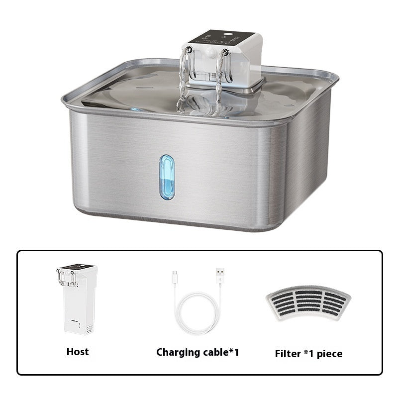 Wireless Pet Water Fountain Stainless Steel Rechargeable