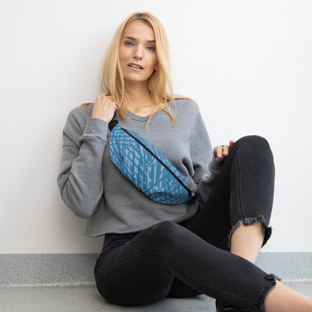 Sebastian & Clementine Blue Crosshatch Fanny Pack