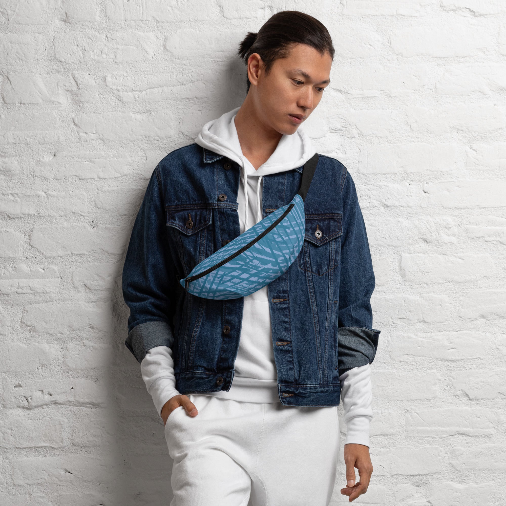 Sebastian & Clementine Blue Crosshatch Fanny Pack