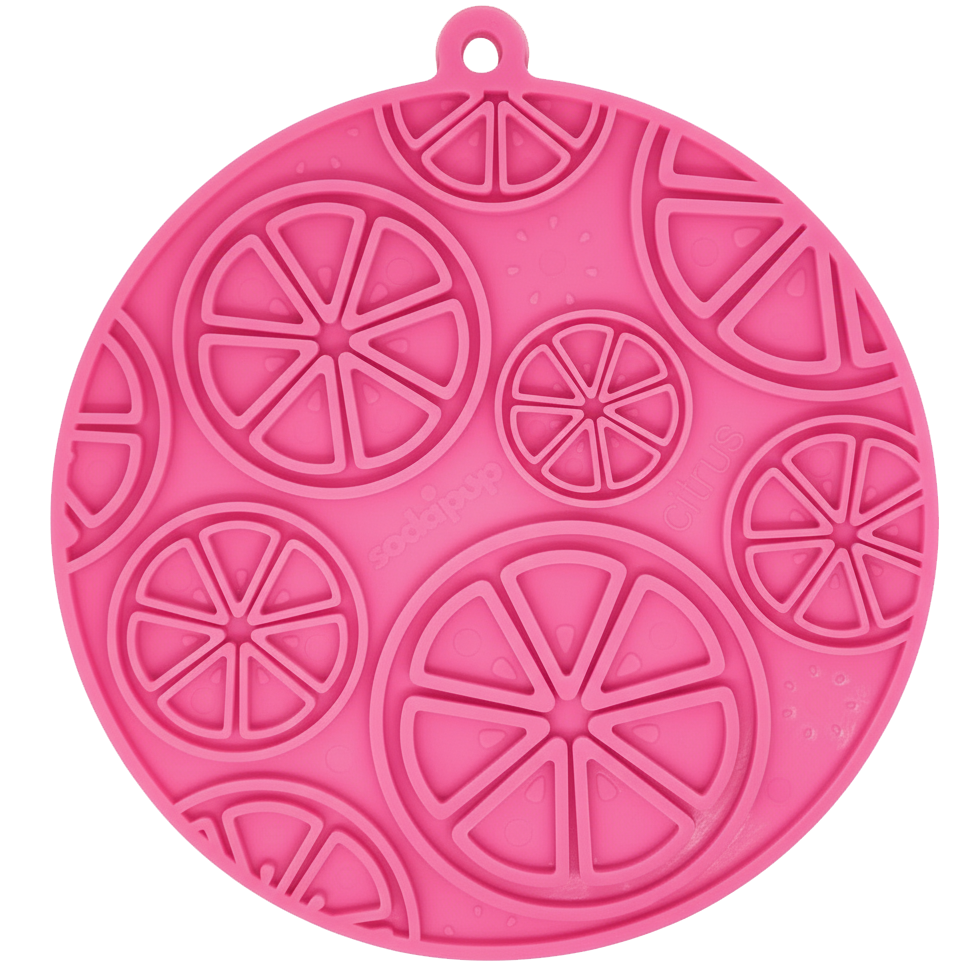 SodaPup® Citrus Design eMat - Enrichment Lick Mat For Dogs and Cats - with Suction Cups | USA Made
