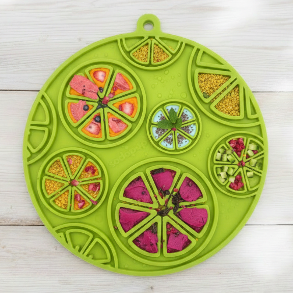 SodaPup® Citrus Design eMat - Enrichment Lick Mat For Dogs and Cats - with Suction Cups | USA Made