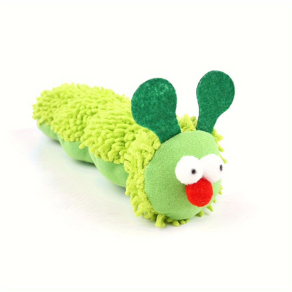 Green Worm Interactive Plush Cat Toy