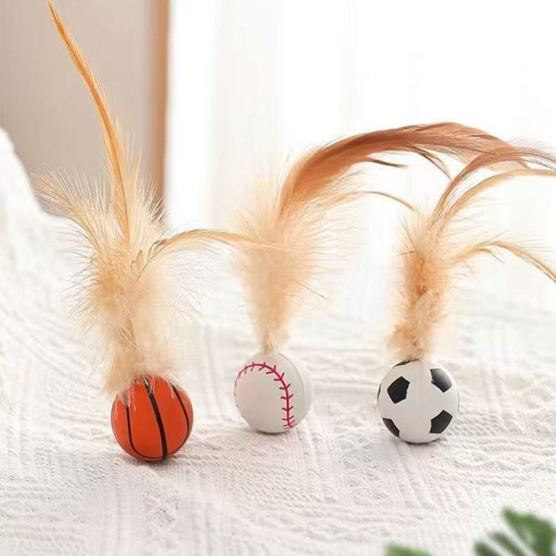 Cat Self-Entertainment Feather Bouncy Balls