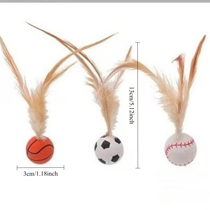 Cat Self-Entertainment Feather Bouncy Balls