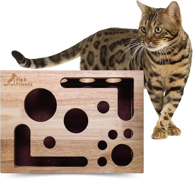 Solid Wood Maze Cat Nail File Enrichment Puzzle