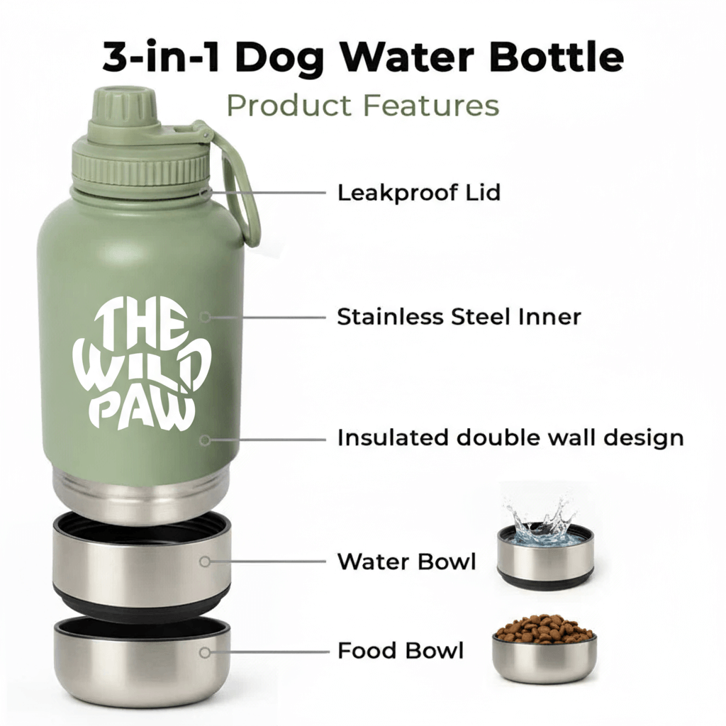 The Wild Paw WildSip 3-in-1 Dog Water Bottle