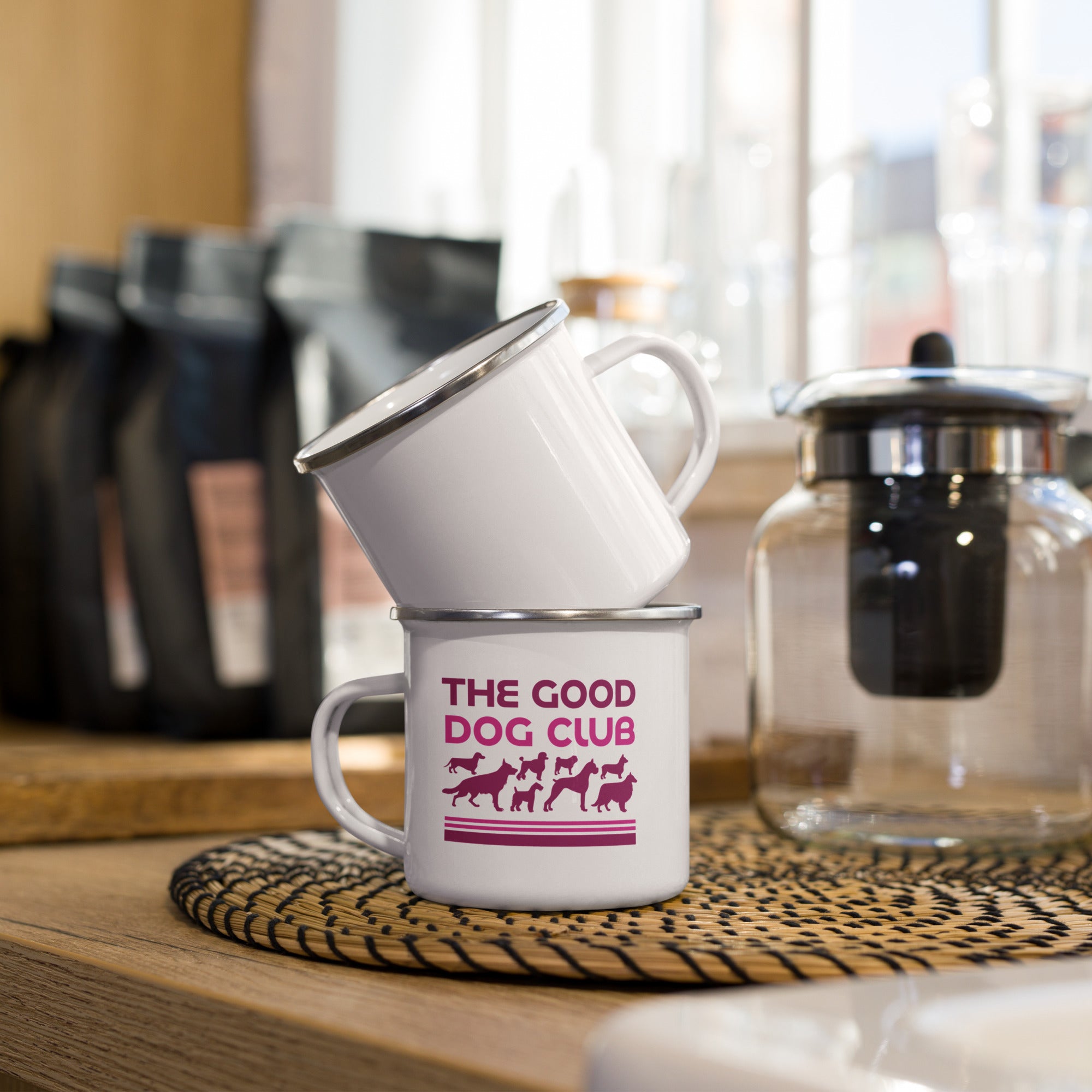 Sebastian & Clementine The Good Dog Club Enamel Mug - Pink