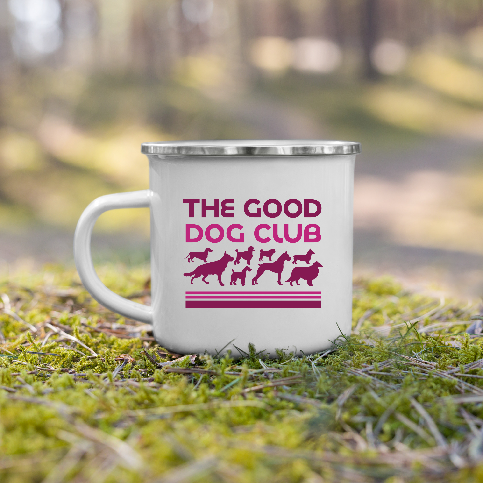 Sebastian & Clementine The Good Dog Club Enamel Mug - Pink