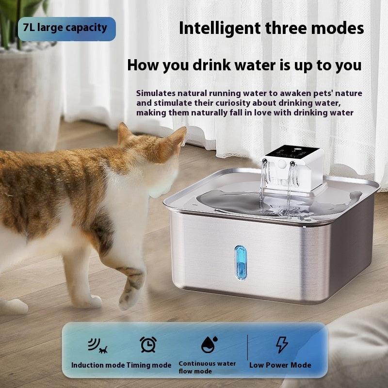 Wireless Pet Water Fountain Stainless Steel Rechargeable