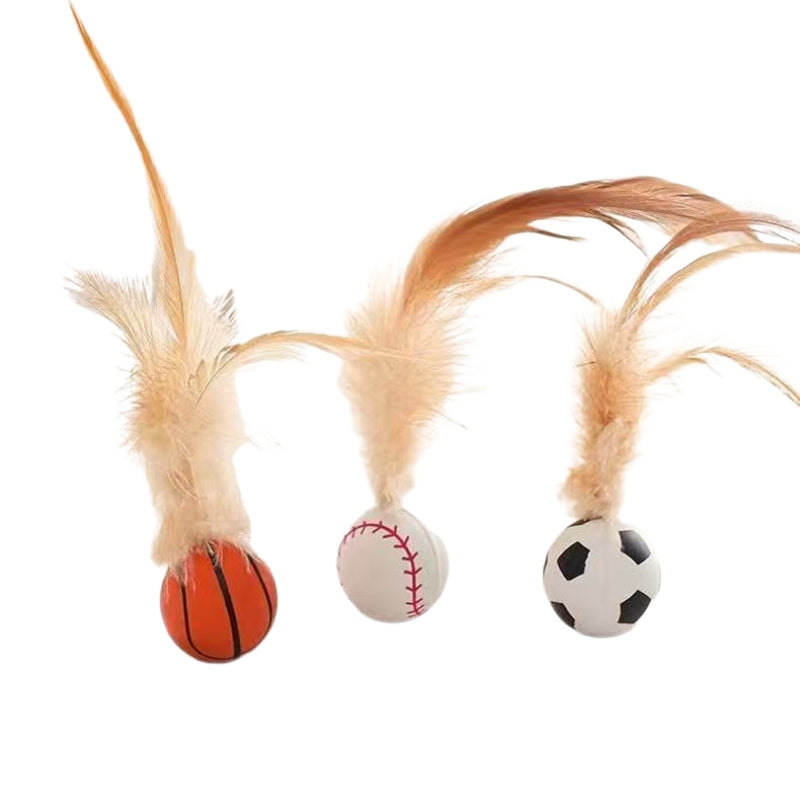 Cat Self-Entertainment Feather Bouncy Balls