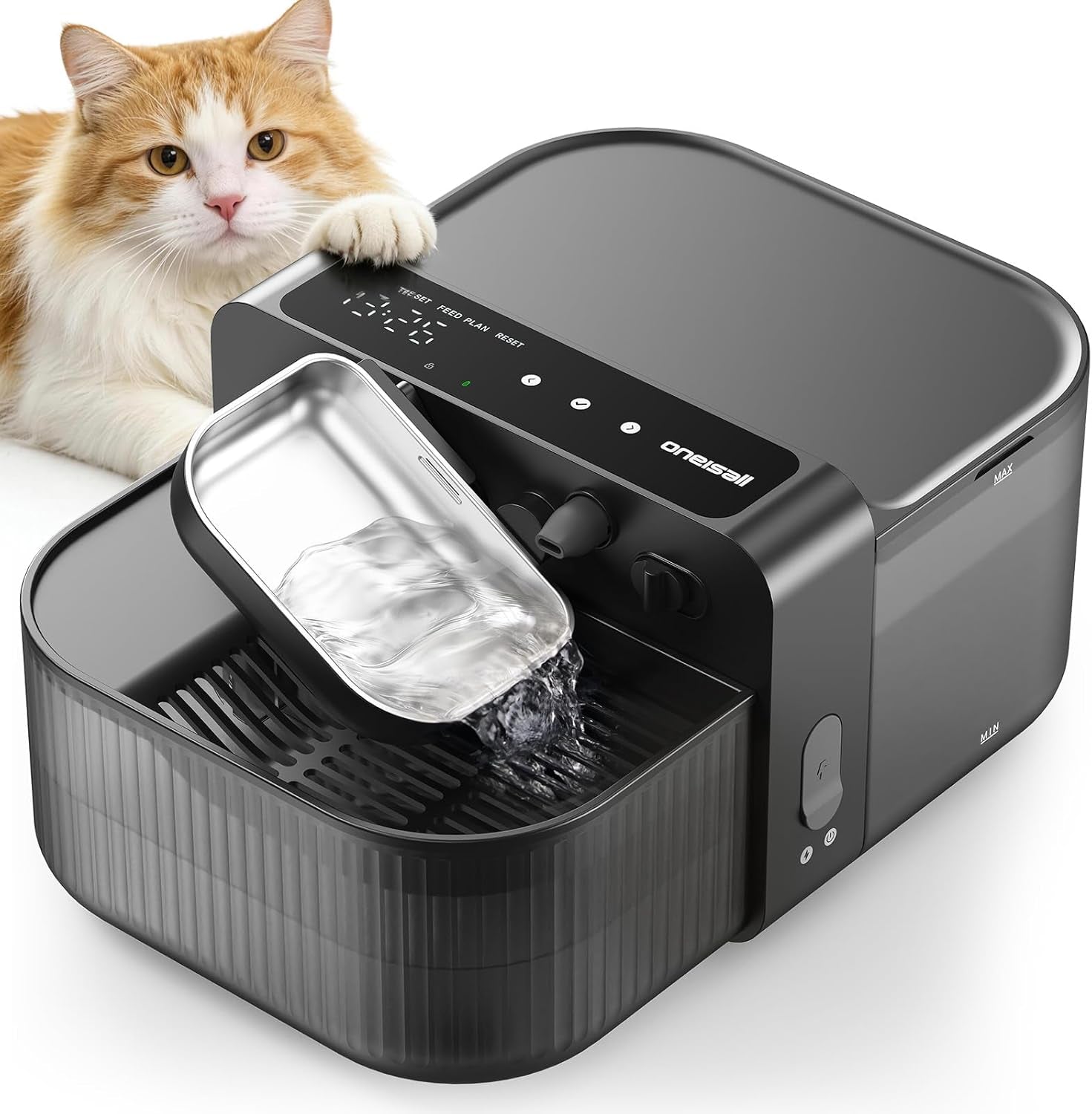 Cat Water Fountain Wireless Filterless 3.5L Stainless Steel Smart Quiet