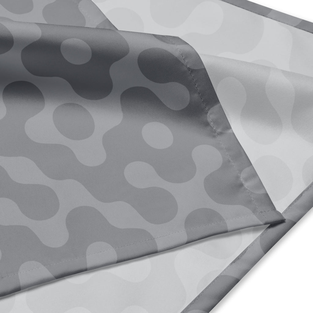 Gray fabric pet bandana square with a subtle pattern on a white background.