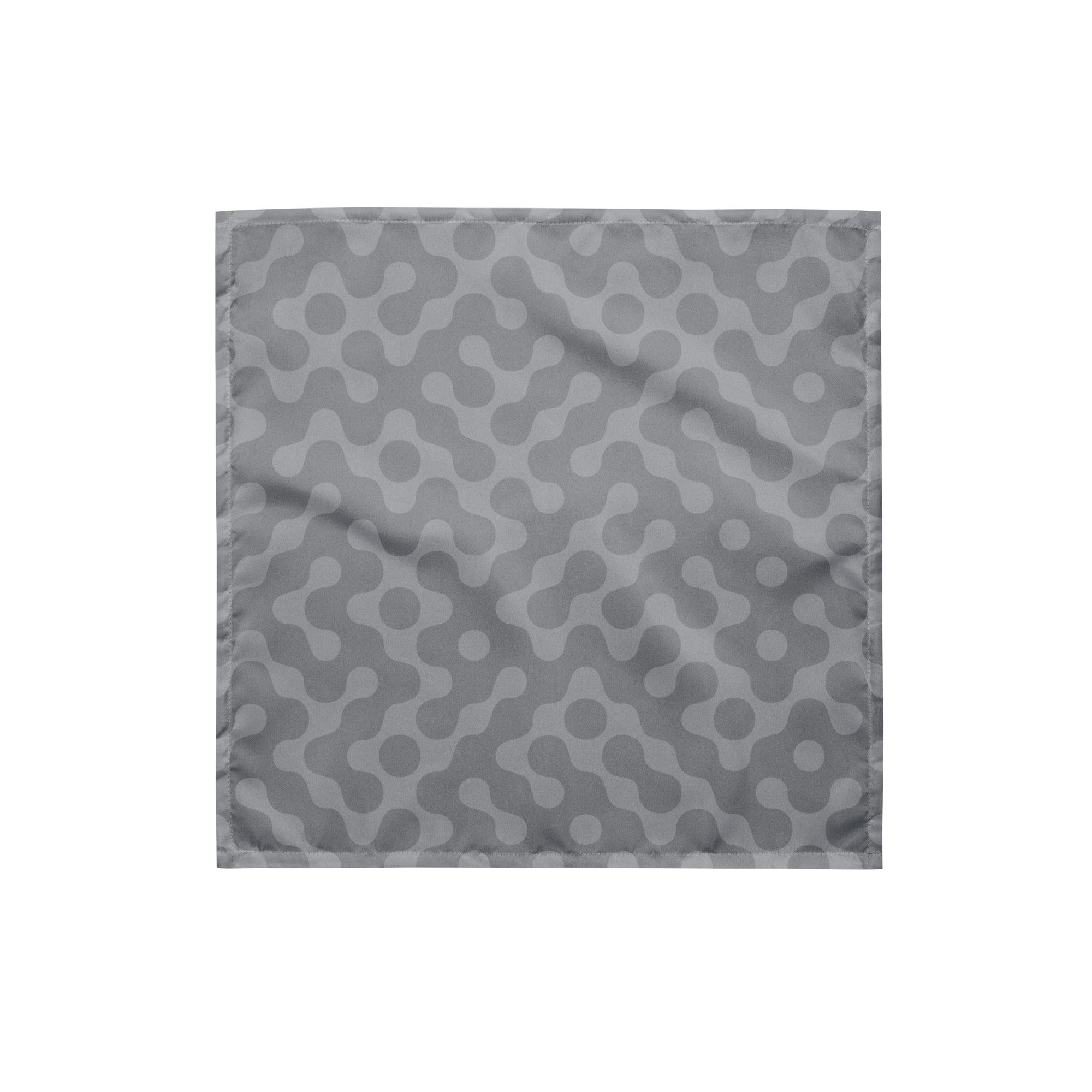Gray fabric pet bandana square with a subtle pattern on a white background.