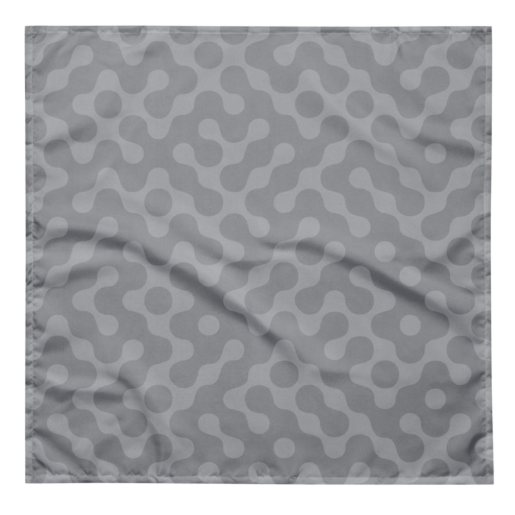 Gray fabric pet bandana square with a subtle pattern on a white background.