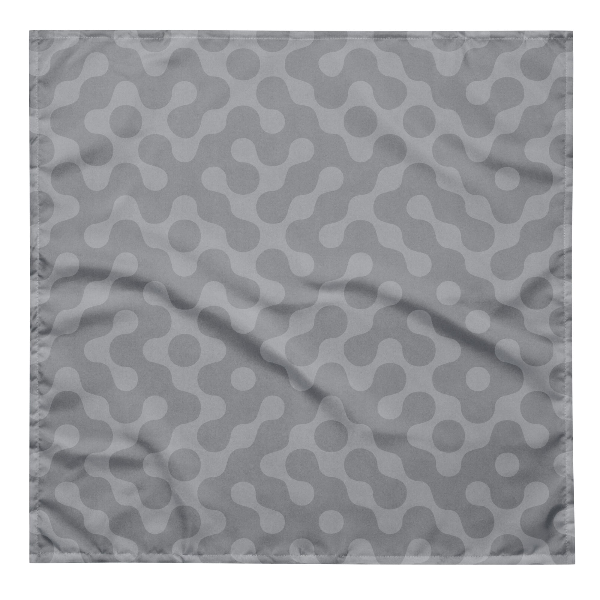 Gray fabric pet bandana square with a subtle pattern on a white background.